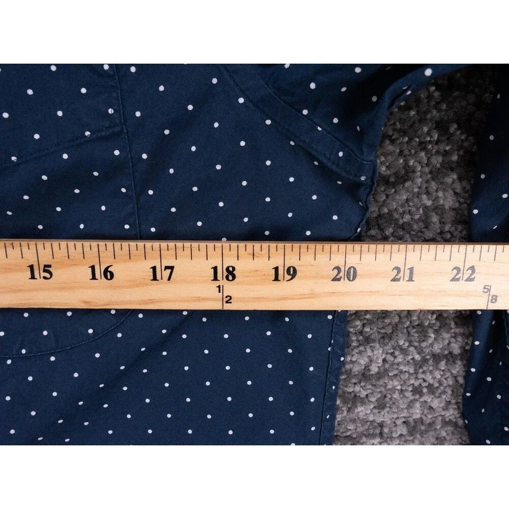 J Crew Shirt Mens Medium Blue Polka Dot Print Slim Stretch Long Sleeve Preppy
